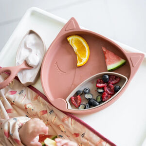 Assiette ventousée en silicone avec compartiments amovibles Renard 