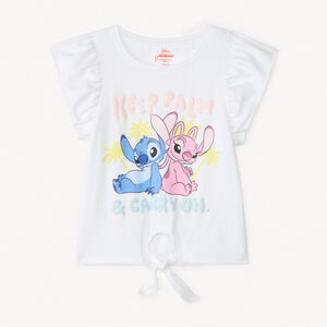 T-shirt manches courtes volantées Stitch et Angel Disney pour fille 