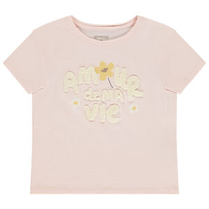 T-shirt manches courtes à broderie bouclette pour fille  