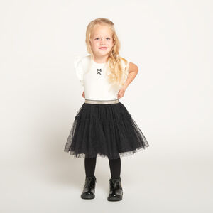 Robe manches courtes effet 2 en 1 bi-matière pour bébé fille 