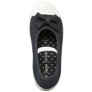 Babies en toile et lurex avec nœud et lanière élastiquée pour fille 