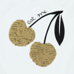 T-shirt forme boîte fruit en sequins magiques pour fille 