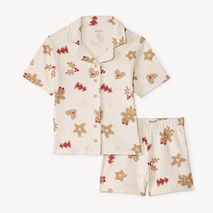 Set pyjama court en interlock imprimé Noël pour fille 