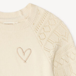 Pull tricot fille manches longues fantaisie 