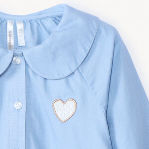 Tunique style chemise manches longues à cœur brodé pour bébé fille  