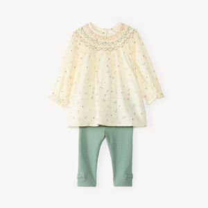 Ensemble 2 pièces bébé fille tunique à motifs fantaisie et legging 