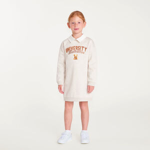 Robe effet sweat fille avec col chemise et imprimé university 