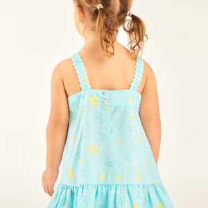 Robe à bretelles en tubique imprimé coquillages et fleurs pour bébé fille 
