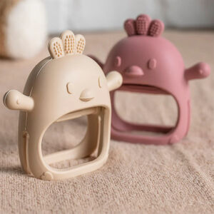 Hochet moufle de dentition en silicone - Poule - Argile 