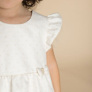 Robe de cérémonie en jacquard fleuri + bandeau pour bébé fille 