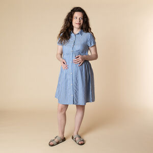Robe chemise de grossesse et d'allaitement rayée 
