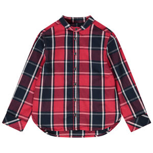 Chemise manches longues col mao à carreaux pour garçon 