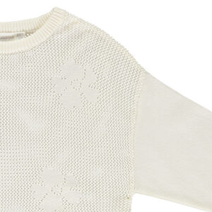 Pull à manches longues en jeu de points fleurs pour fille  