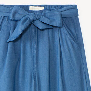 Pantalon fille large en toile uni 