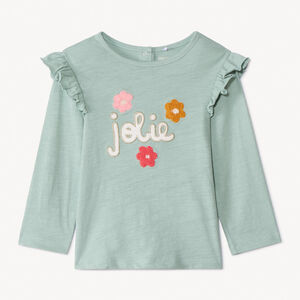 T-shirt manches longues à broderie bouclette pour bébé fille 
