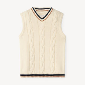Pull garçon sans manches en maille torsadée 