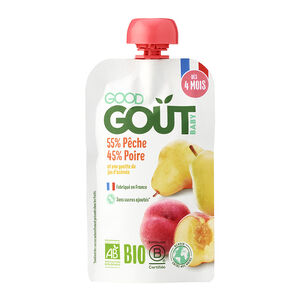 Compote de fruits en gourde pêche/poire bio - 120g 