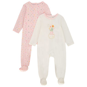 Lot de 2 dors-bien effet côtelé pour bébé fille - Ouvertures différentes selon l'âge 