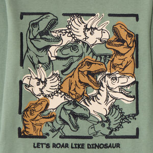 T-shirt manches longues garçon avec broderie dinosaures 