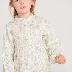 Robe fille manches longues imprimé fleurs et papillons 