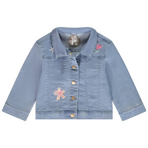 Veste effet jean avec broderies pour bébé fille 