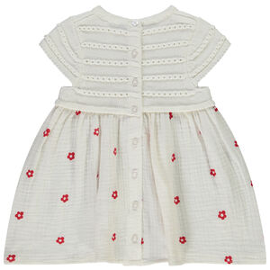 Robe bi-matière effet 2 en 1 imprimé fleurs pour bébé fille 