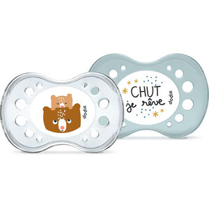 Lot de 2 sucettes nuit en silicone +6 mois 