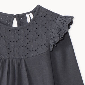 T-shirt à manches longues bébé fille avec broderie anglaise 