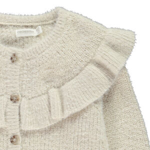 Gilet manches longues en tricot avec volantes pour fille 