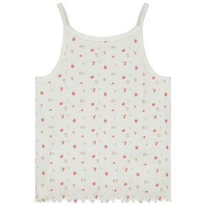 Débardeur en maille côte avec feston et imprimé fantaisie pour fille 