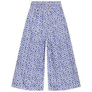 Pantalon large en voile imprimé fantaisie avec ceinture nouée fille 