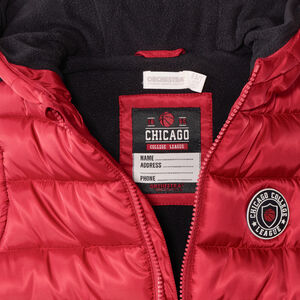 Doudoune sans manches à capuche badge gomme pour garçon 