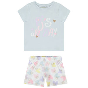 Set pyjama court en jersey motifs cœurs pour fille 