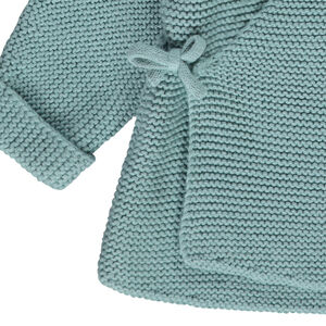 Gilet en tricot point mousse effet cache-coeur pour bébé 