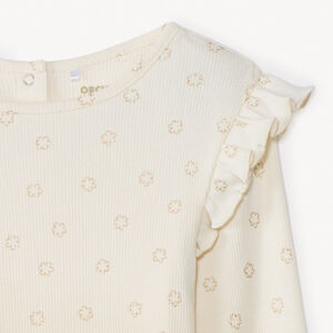 T-shirt manches longues à imprimé nuages glitter print pour bébé fille  