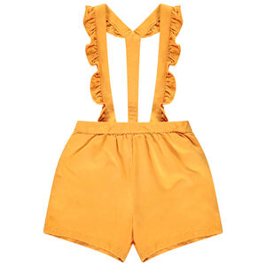 Short jaune à bretelles volantées pour bébé fille 