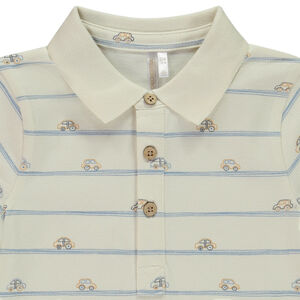 Polo manches longues imprimé voitures et rayé pour bébé garçon 