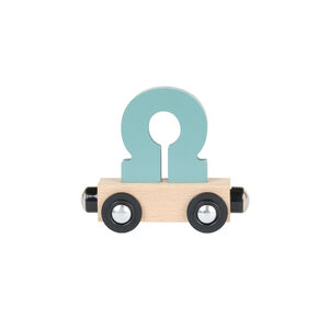 Lettre "OMEGA" wagon en bois - bleu 