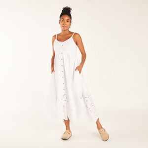 Robe longue en voile et broderie anglaise pour femme enceinte 