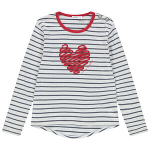 Sweat en molleton fin rayé avec coeur en cordelette 