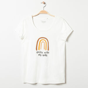T-shirt de grossesse manches courtes à texte printé "Enjoy with my kids" 