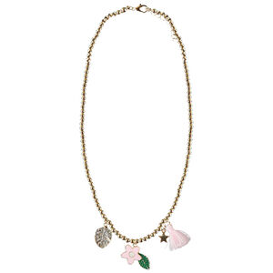 Collier en perles à pendentifs et pompon pour fille 