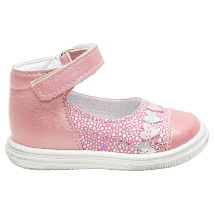 Babies En Cuir Rose Irise A Empiecements Coeur Pour Bebe Fille Orchestra Fr