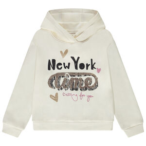 Sweat à capuche molletonné print sequins pour fille 