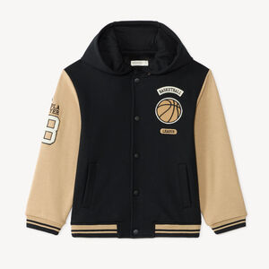Veste teddy à capuche garçon broderie basket 