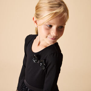 Robe de fête manches longues effet 2 en 1 à sequins pour fille 