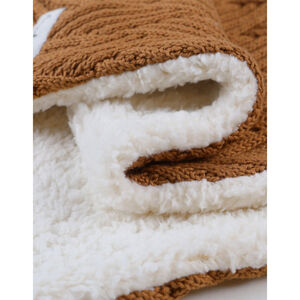 Couverture tricot 75x100cm Coton Bio/Sherpa Caramel 
