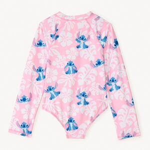 Maillot de bain 1 pièce manches longues anti-UV SPF 50+ imprimé Stitch Disney pour fille 