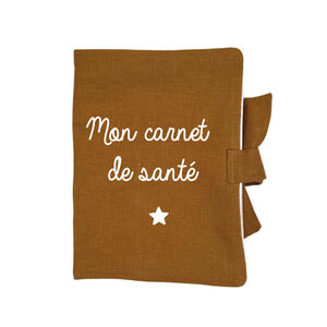 Protège carnet de santé printé en lin terracotta 