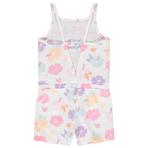 Combishort en jersey slub imprimé fleurs fille 